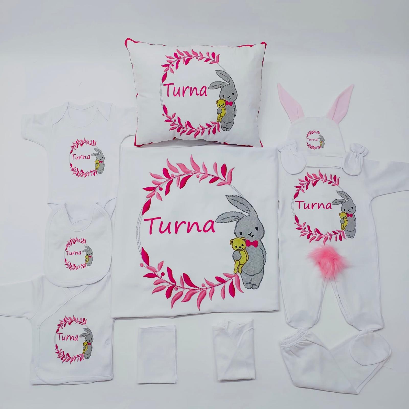 Rabbit Fuşya  11 Parça İsme Özel Hastane Çıkışı Seti