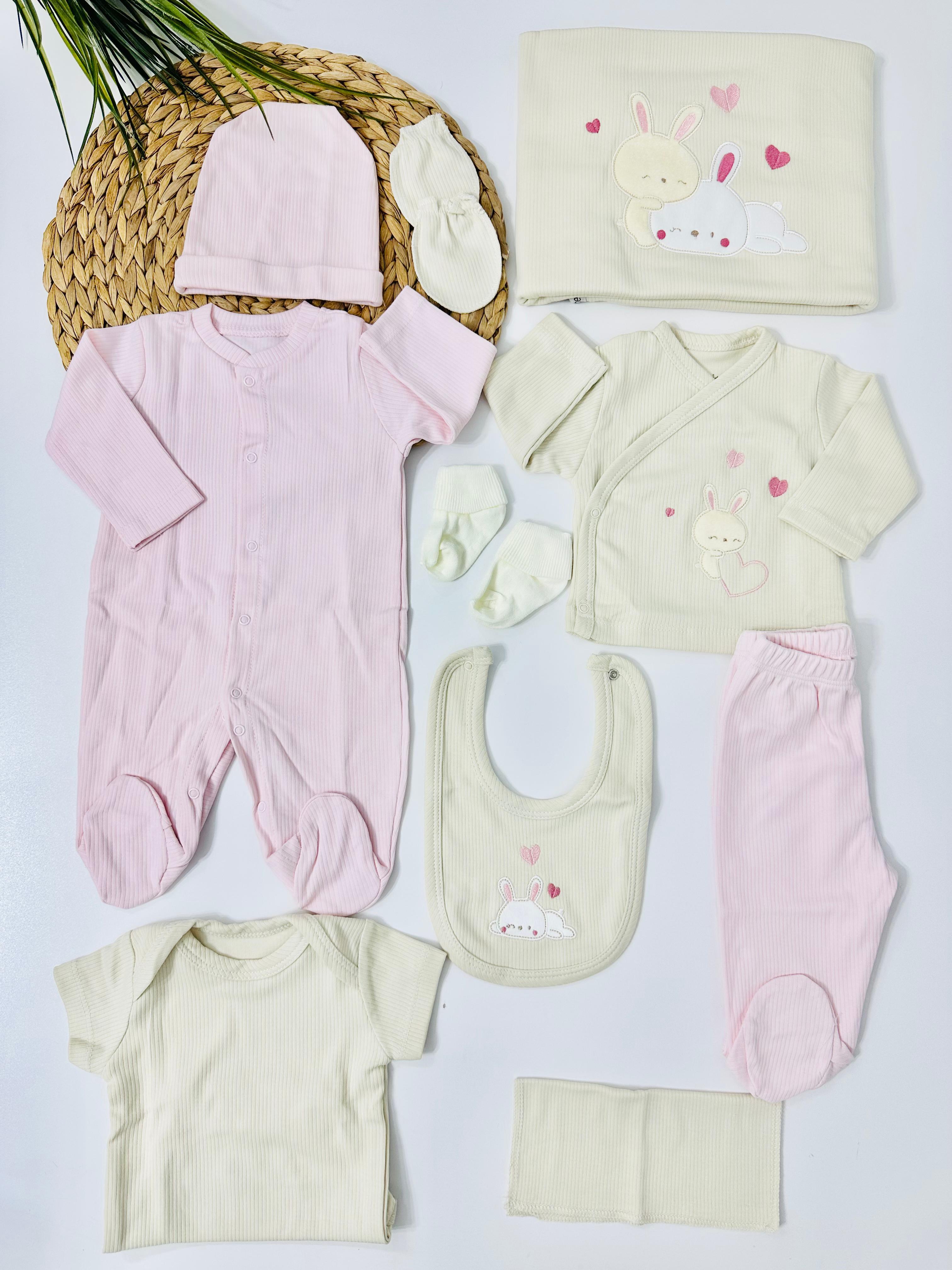 Rabbit Kaşkorse Organik 10 lu Hastane Çıkışı Set - Pembe