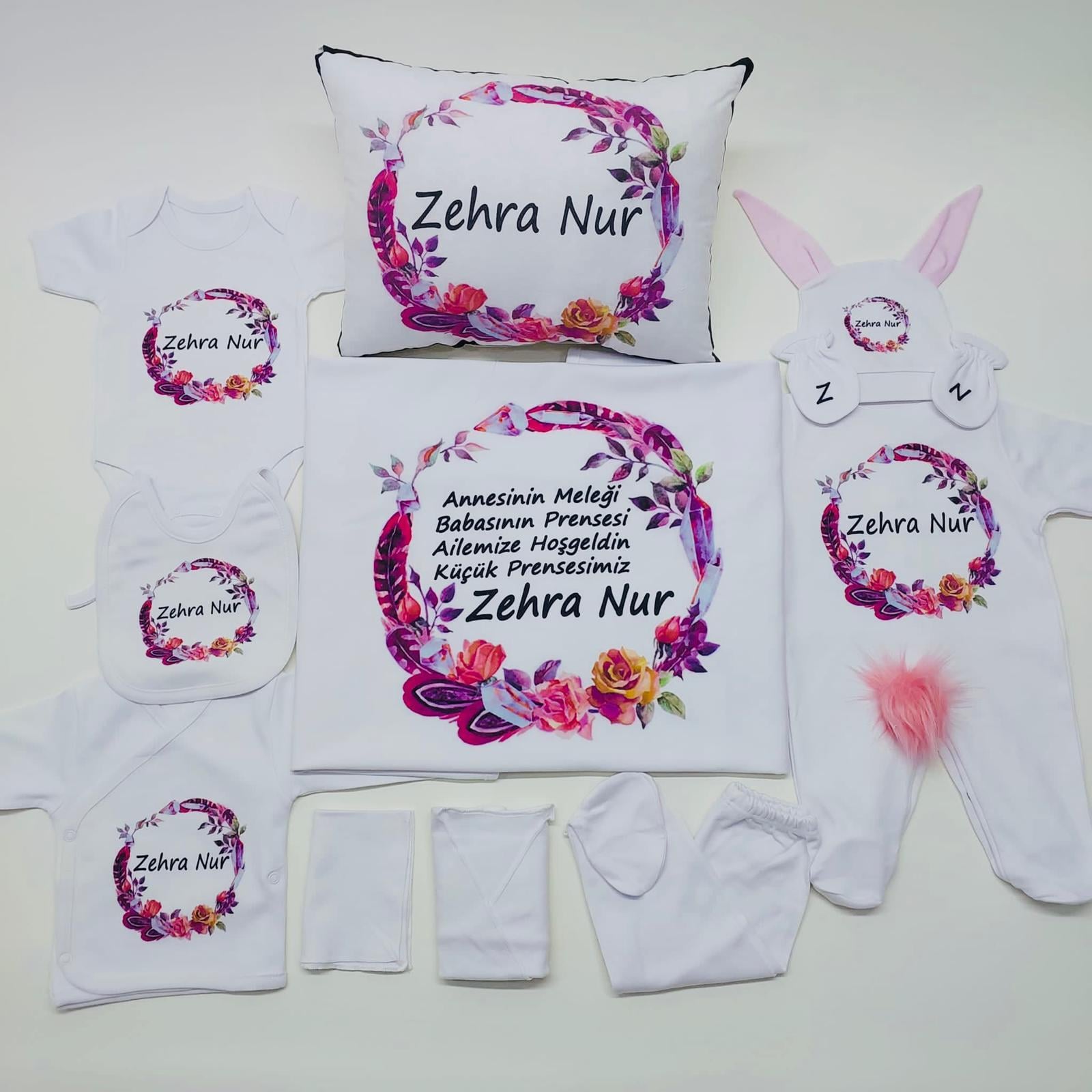 Rose 11 Parça İsme Özel Hastane Çıkışı Seti