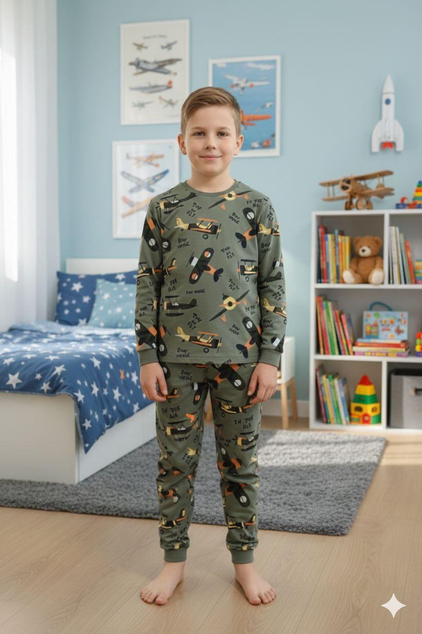 Uçak Detaylı Penye Pjama Takım