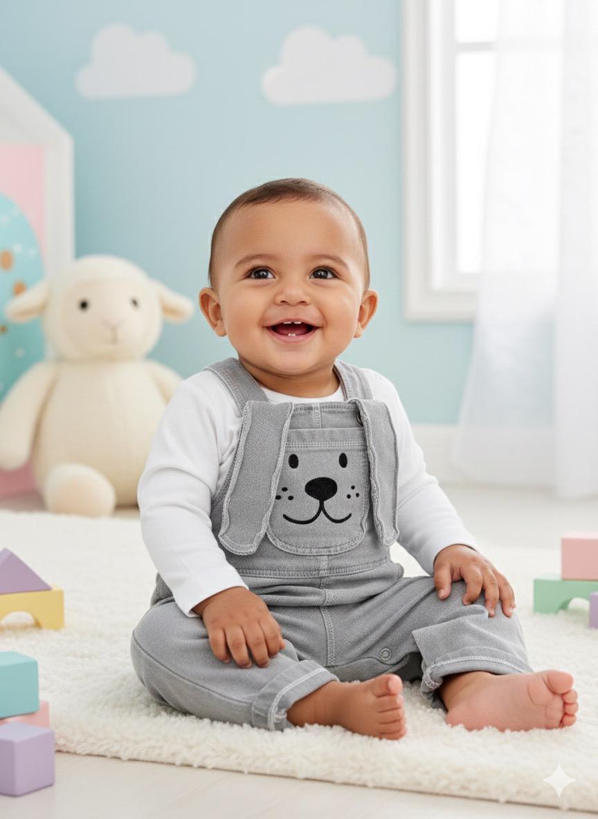 Uzun Kulak badili omuzdan çıtçıtlı cepli mevsimlik kot 2 parça salopet set