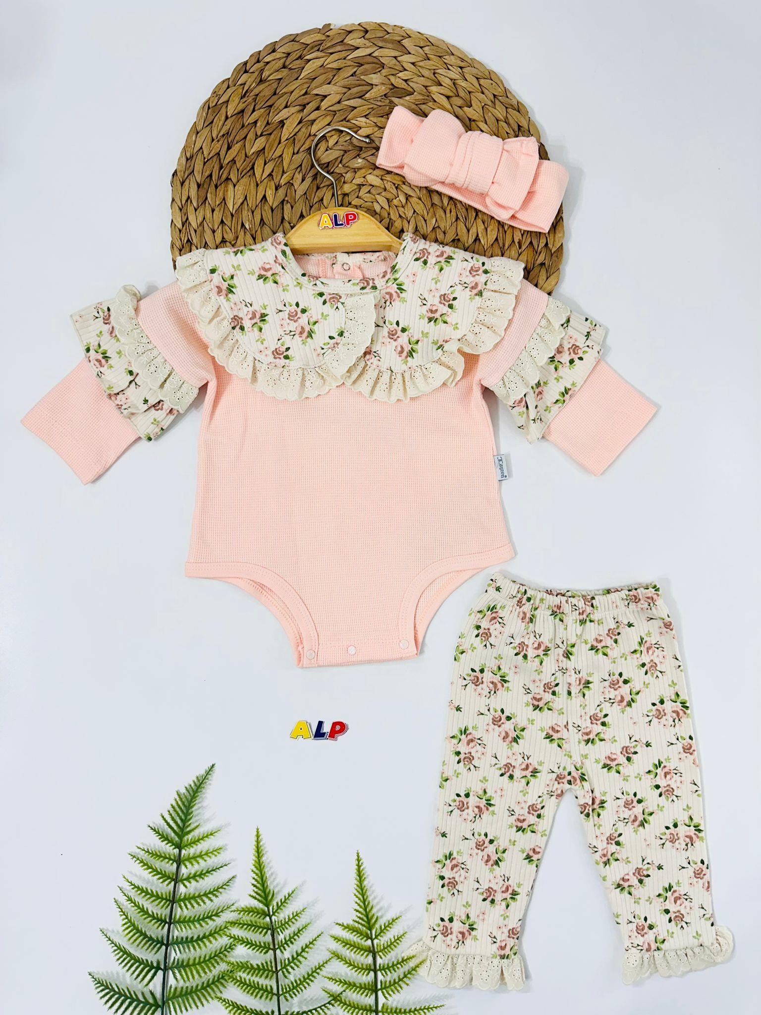 Waffle Bandanalı 3 lü Takım - Ekru