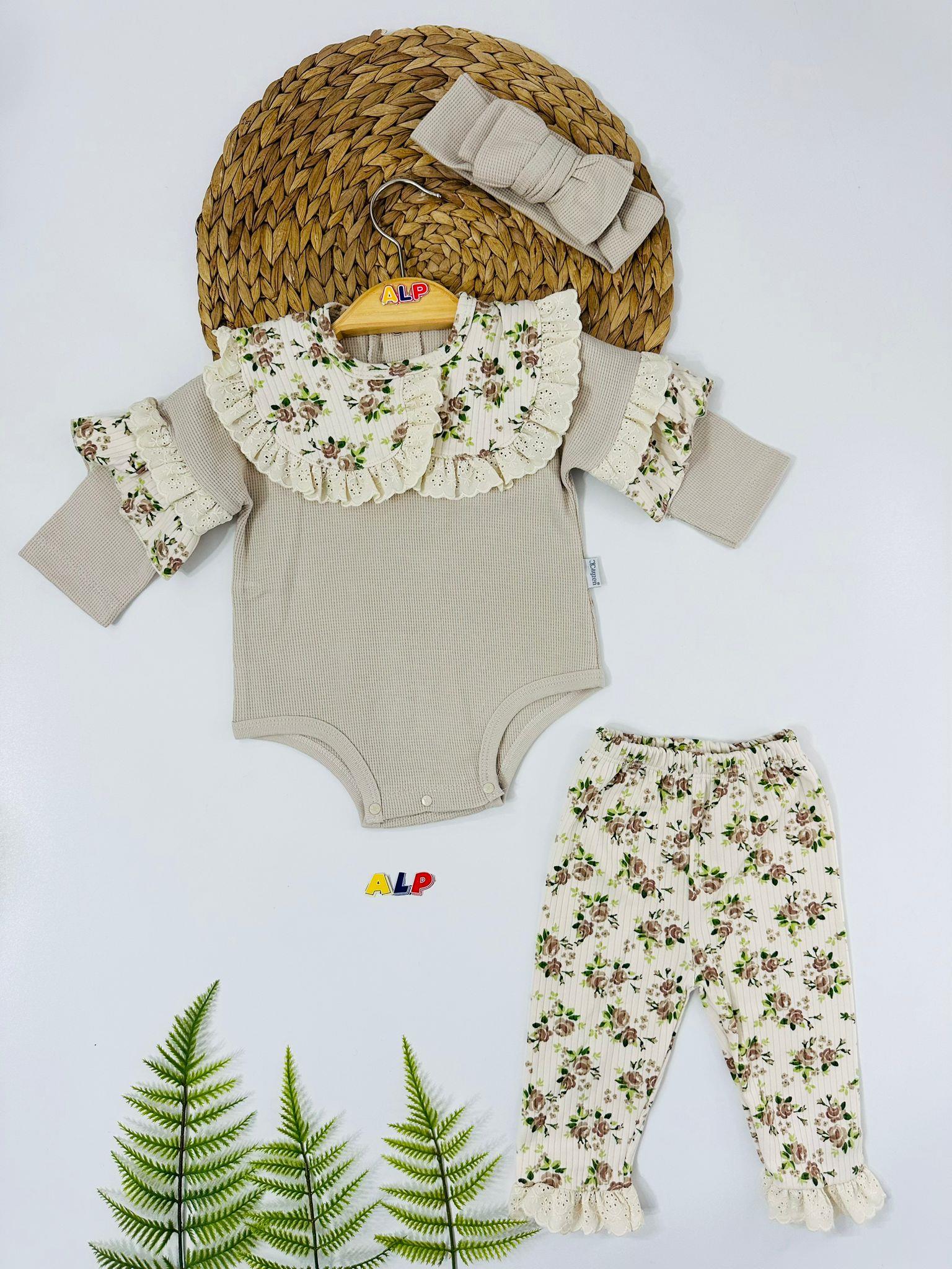 Waffle Bandanalı 3 lü Takım - Füme 