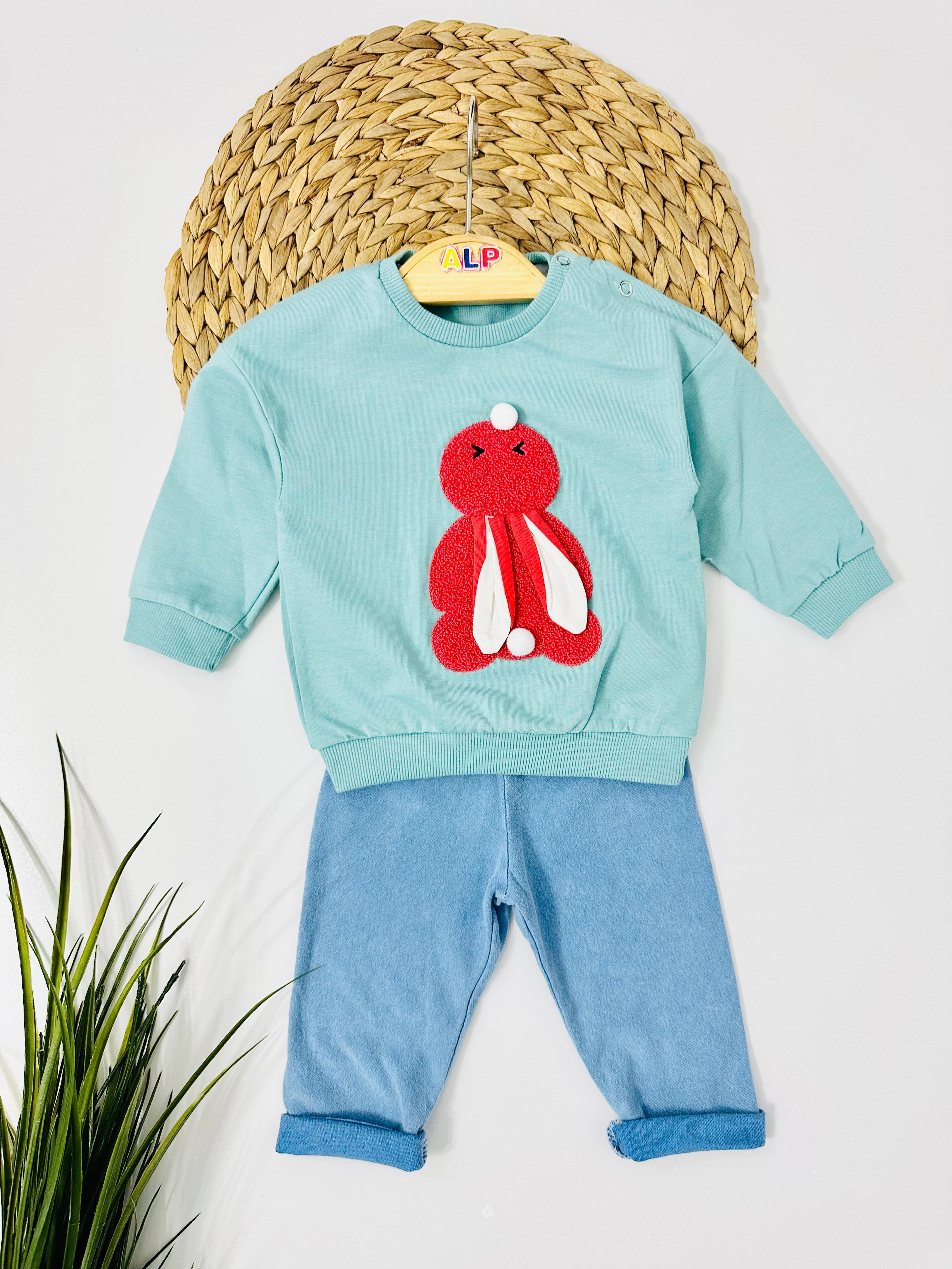 Yakutsk  2 ip Omuzdan Çıtçıtlı Örme Kot Mevsimlik 2li Takım - Yeşil