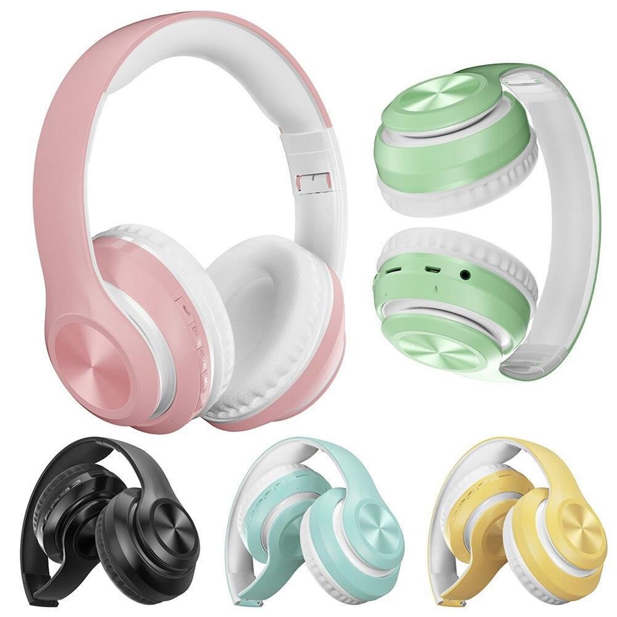 Kablosuz Mikrofonlu Bluetooth Kulak Üstü Pembe Kulaklık
