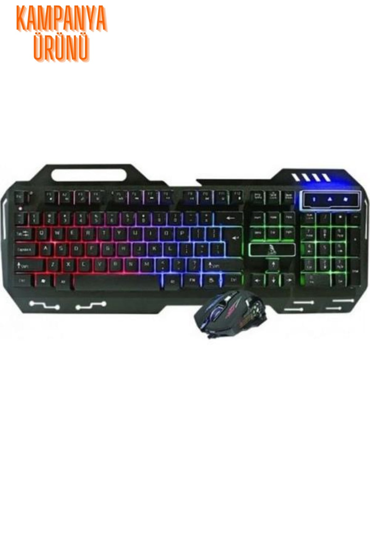 Oyuncu Klavye ve Mouse Seti Gaming Kablolu Işıklı Mekanik Hisli Metal Kasa PG 8014