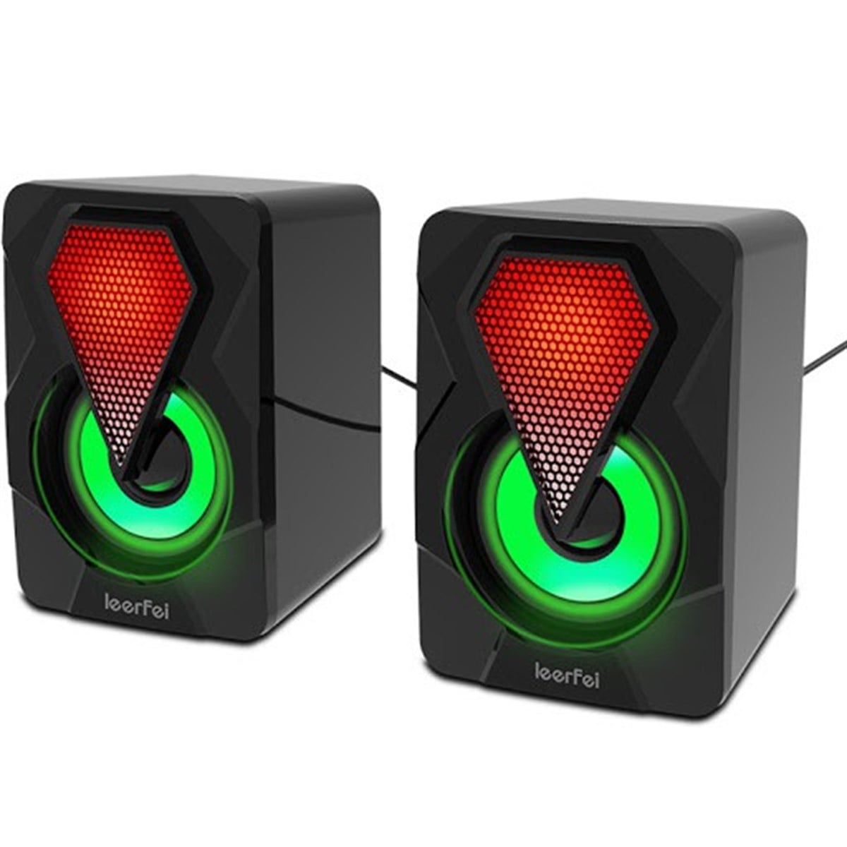 Bilgisayar Hoparlörü Işıklı Rgb Led  3.5mm Jack Usb Speaker 1+1 Oyuncu Ses Sistemi