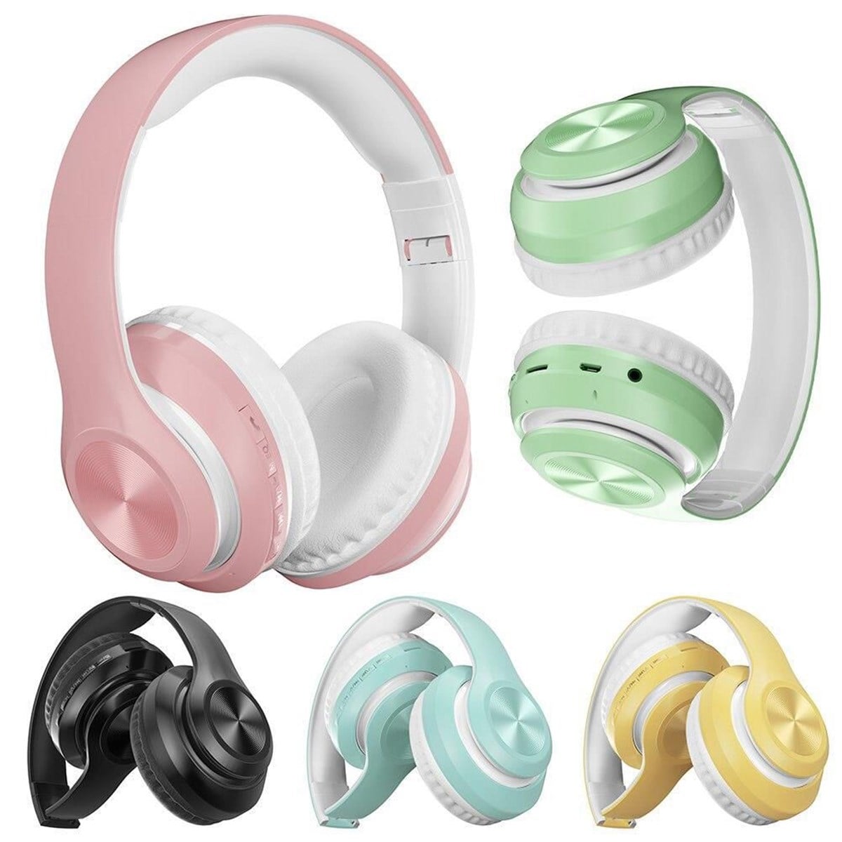 Kablosuz Mikrofonlu Bluetooth Kulak Üstü Pembe Kulaklık