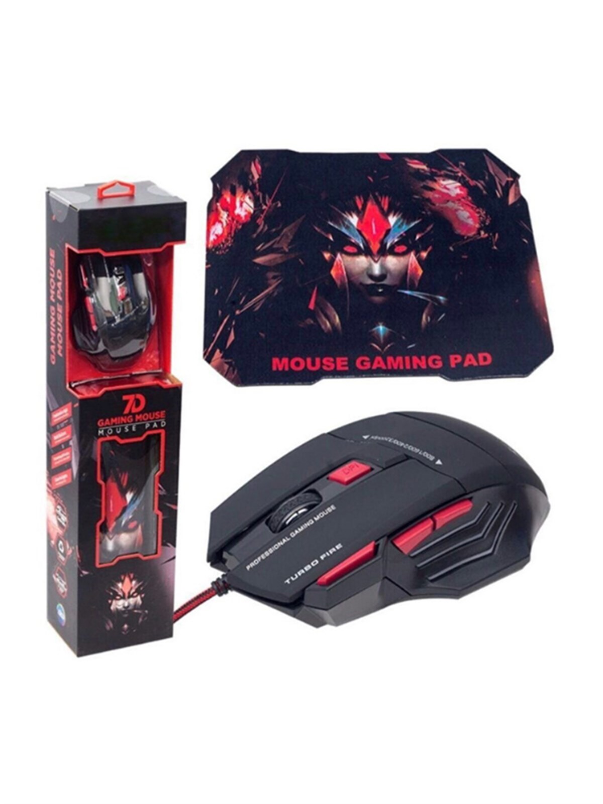 Oyuncu Mouse ve Mousepad Kablolu Işıklı Usb Girişli 7D Tuş
