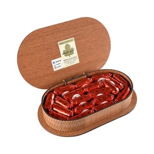 Cevizli Çukulat Kuru İncir 500 G Oval Ahşap Kutu