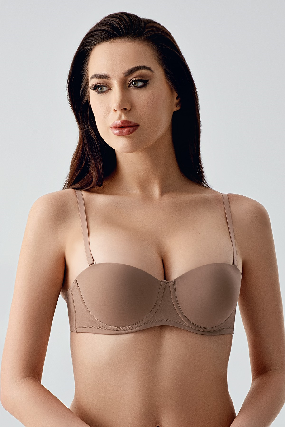 Desteksiz B Cup Basic Straplez Capucino Sütyen 7050