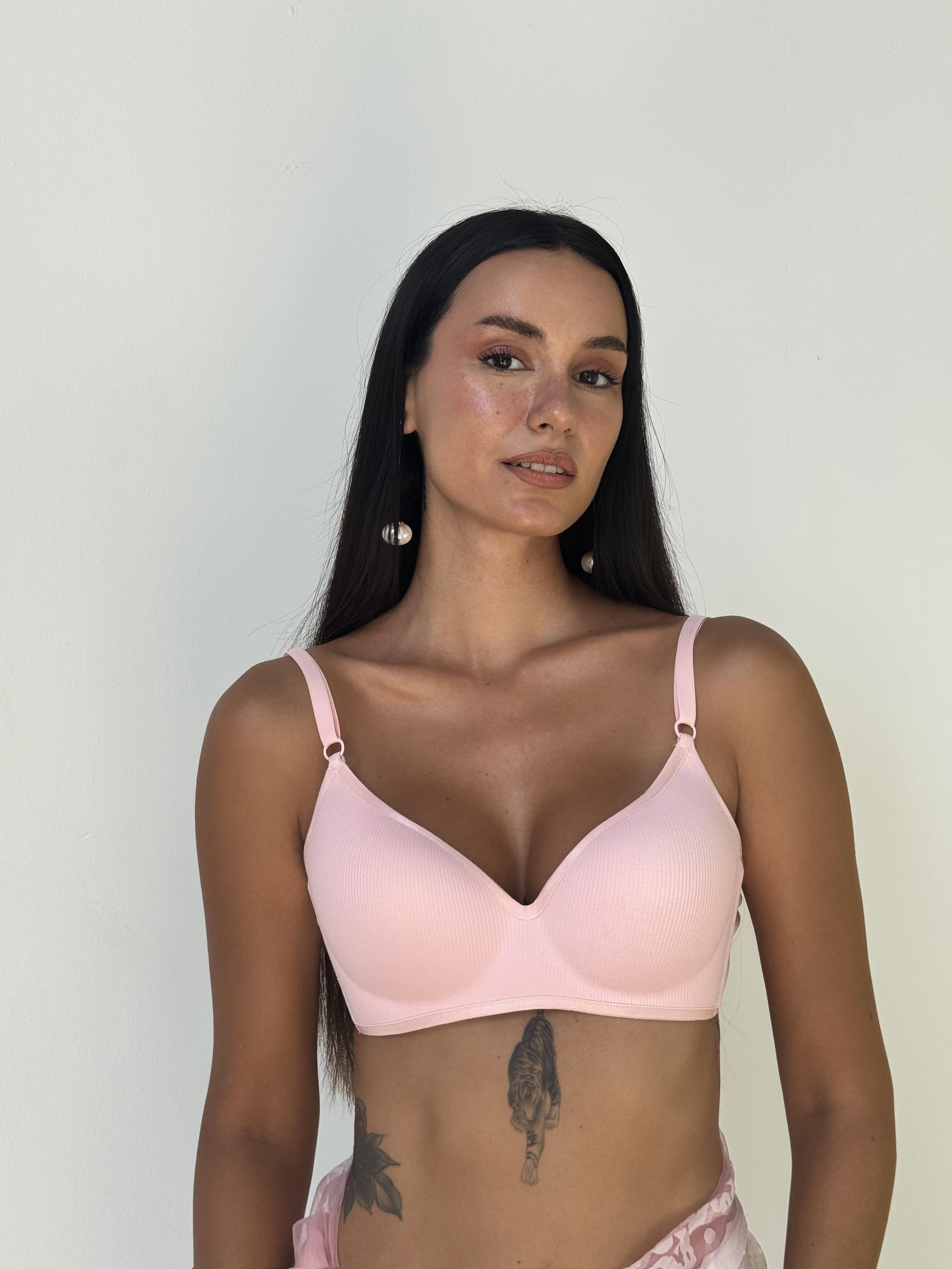 Fitilli Desteksiz Balensiz Pembe Sütyen (192)