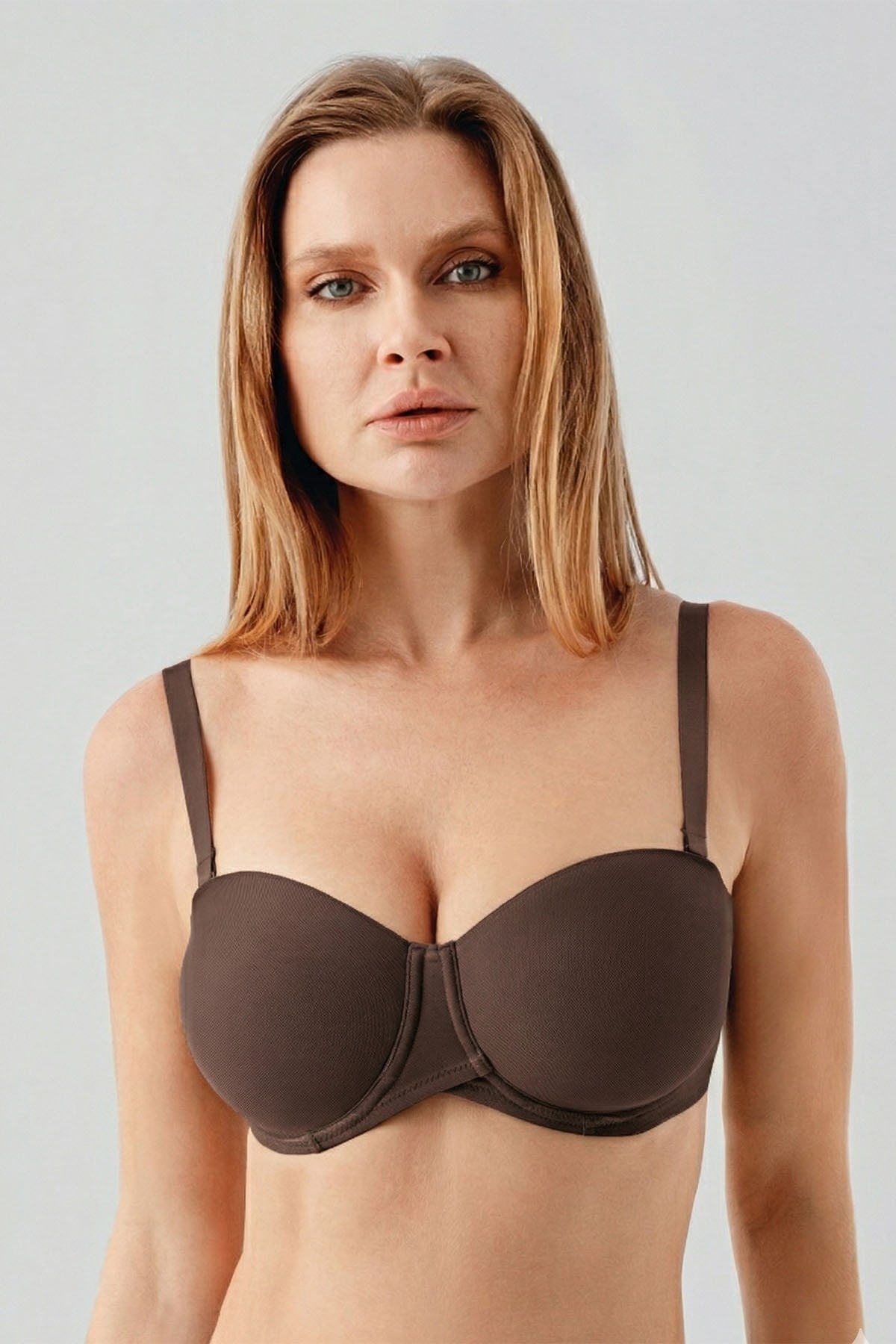 New Bra Desteksiz C Cup Lotus Kahve Sütyen (7057)
