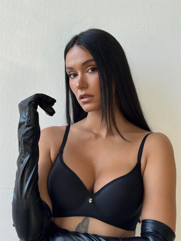 Fitilli Desteksiz Balensiz Siyah Sütyen (736)