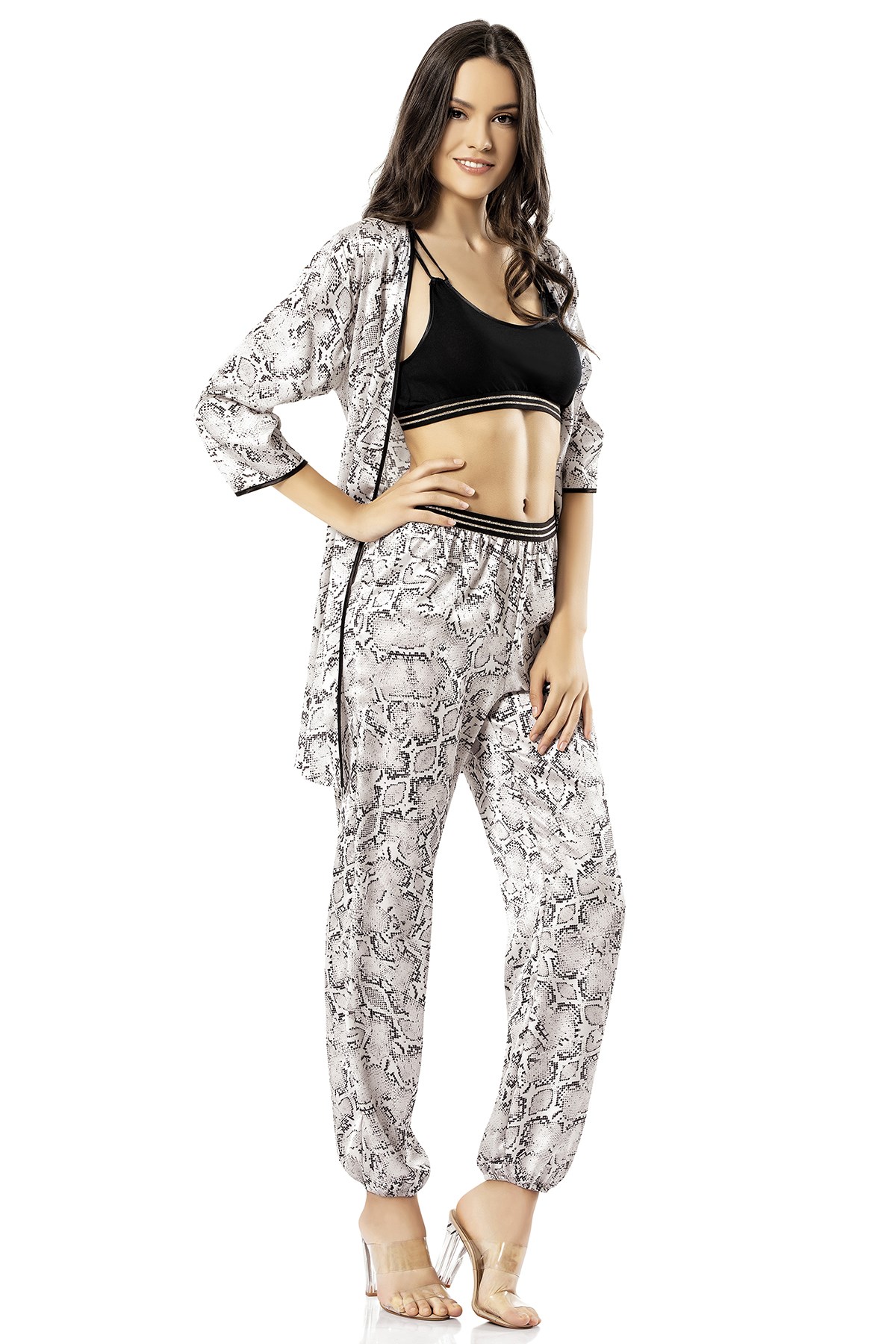 3 lü Braletli Gri Pijama Takımı