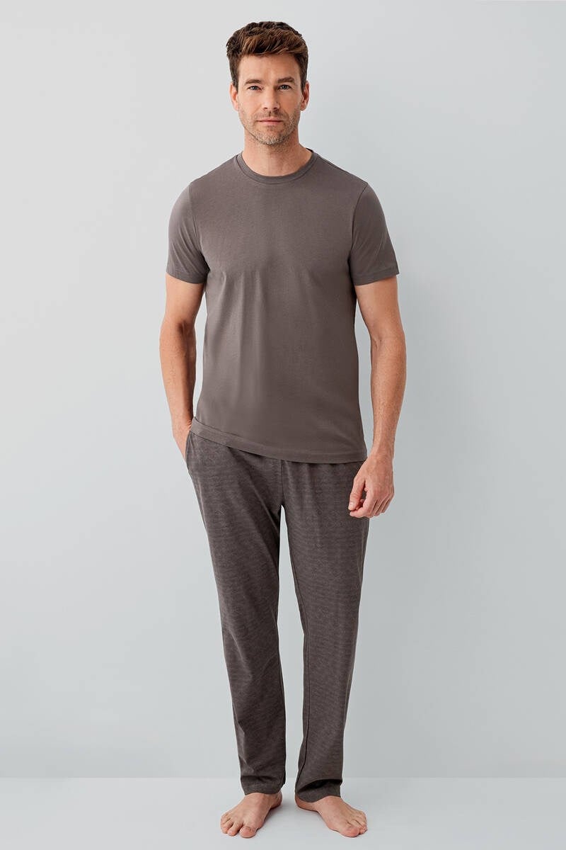 Arnetta Erkek Yarım Kollu Füme Pijama Takımı