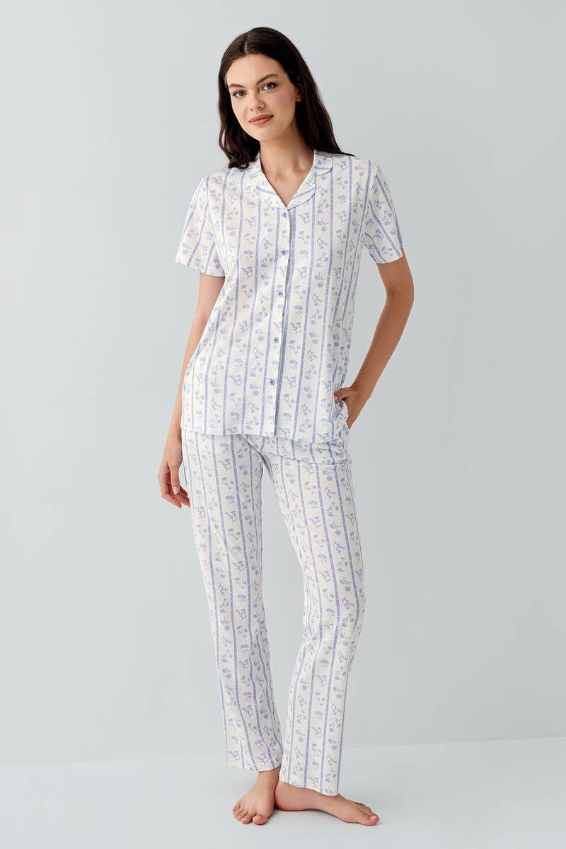 Arnetta Kadın Kısakol Mavi Pijama Takımı