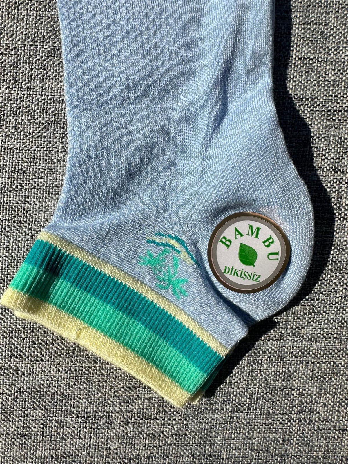 Aytuğ Bayan Dikişsiz Bebe Mavi Bambu Patik