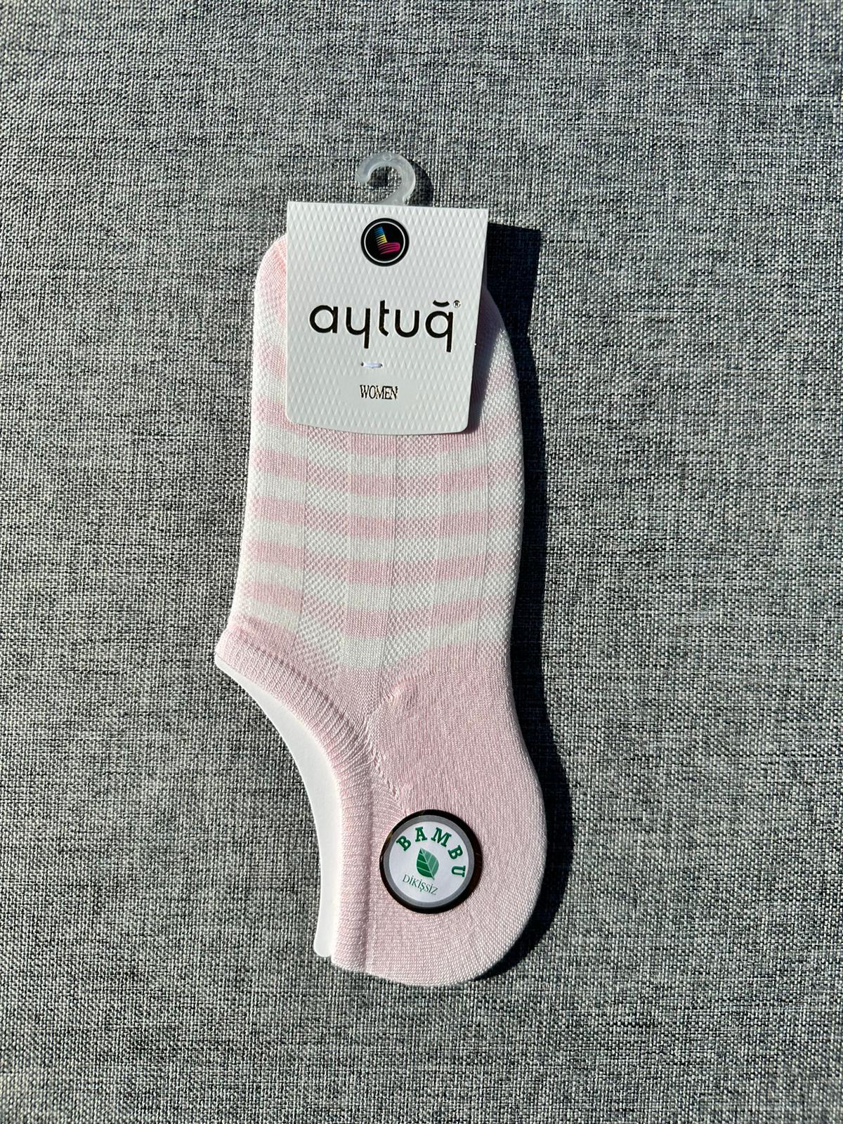 Aytuğ Bayan Dikişsiz Çizgili Pembe Sneaker