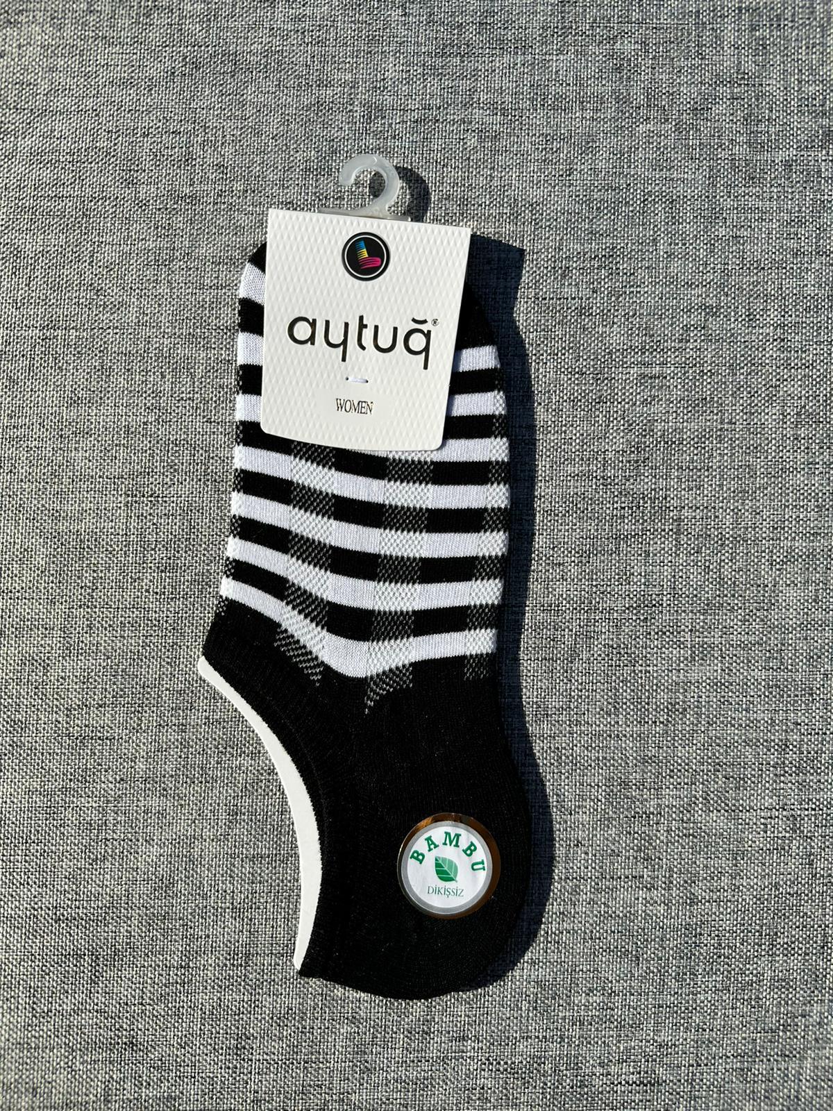 Aytuğ Bayan Dikişsiz Çizgili Siyah Sneaker