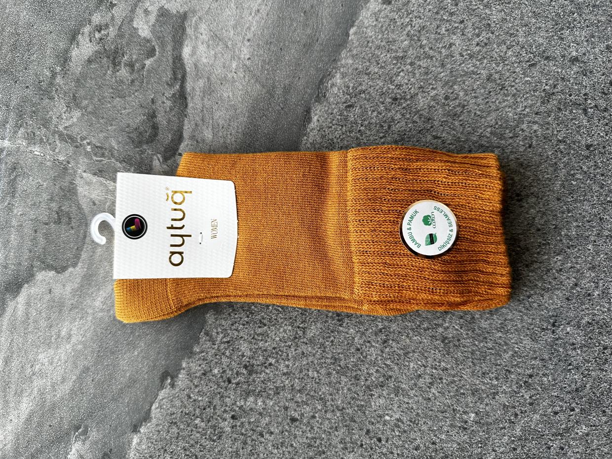 Aytuğ Lastikli Kadın Hardal Çorap