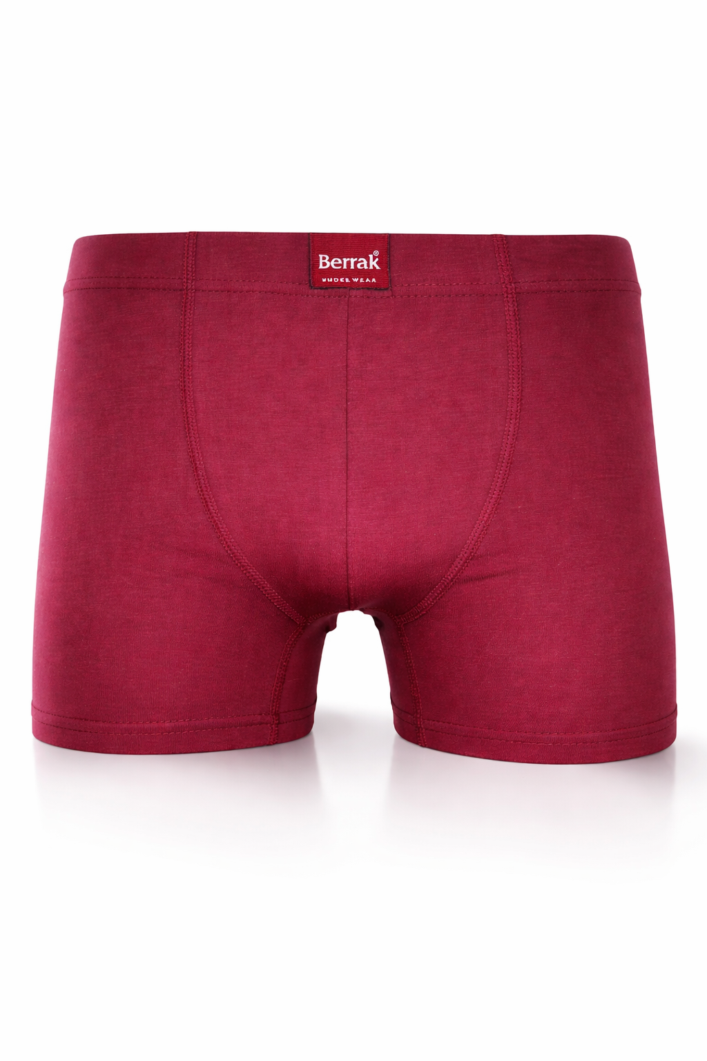 Berrak Likralı Kemerli Bordo Boxer - 4498