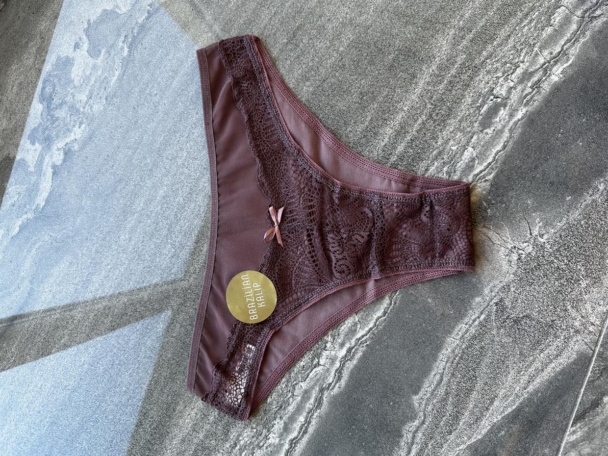 Brazilian tül ve Dantelli Vizon Tanga
