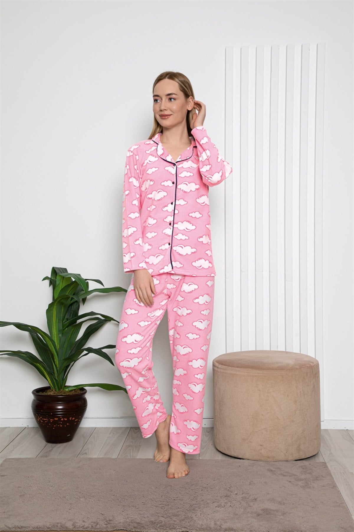Cansoy Pembe Baskılı Bayan Pijama Takımı (6062)