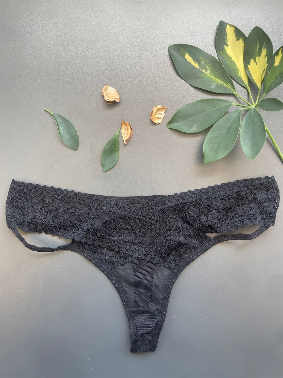 Çapraz Dantelli Tül Tanga (4556)