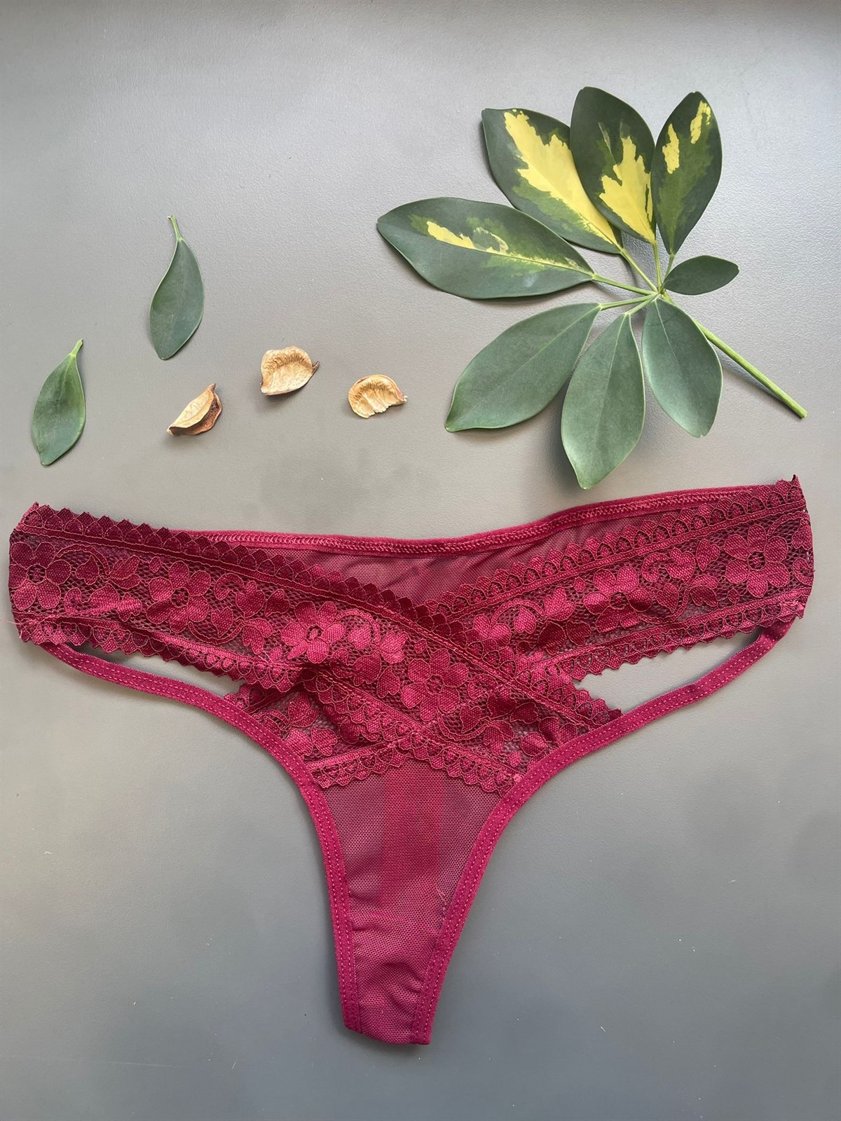 Çapraz Dantelli Tül Tanga (4556)