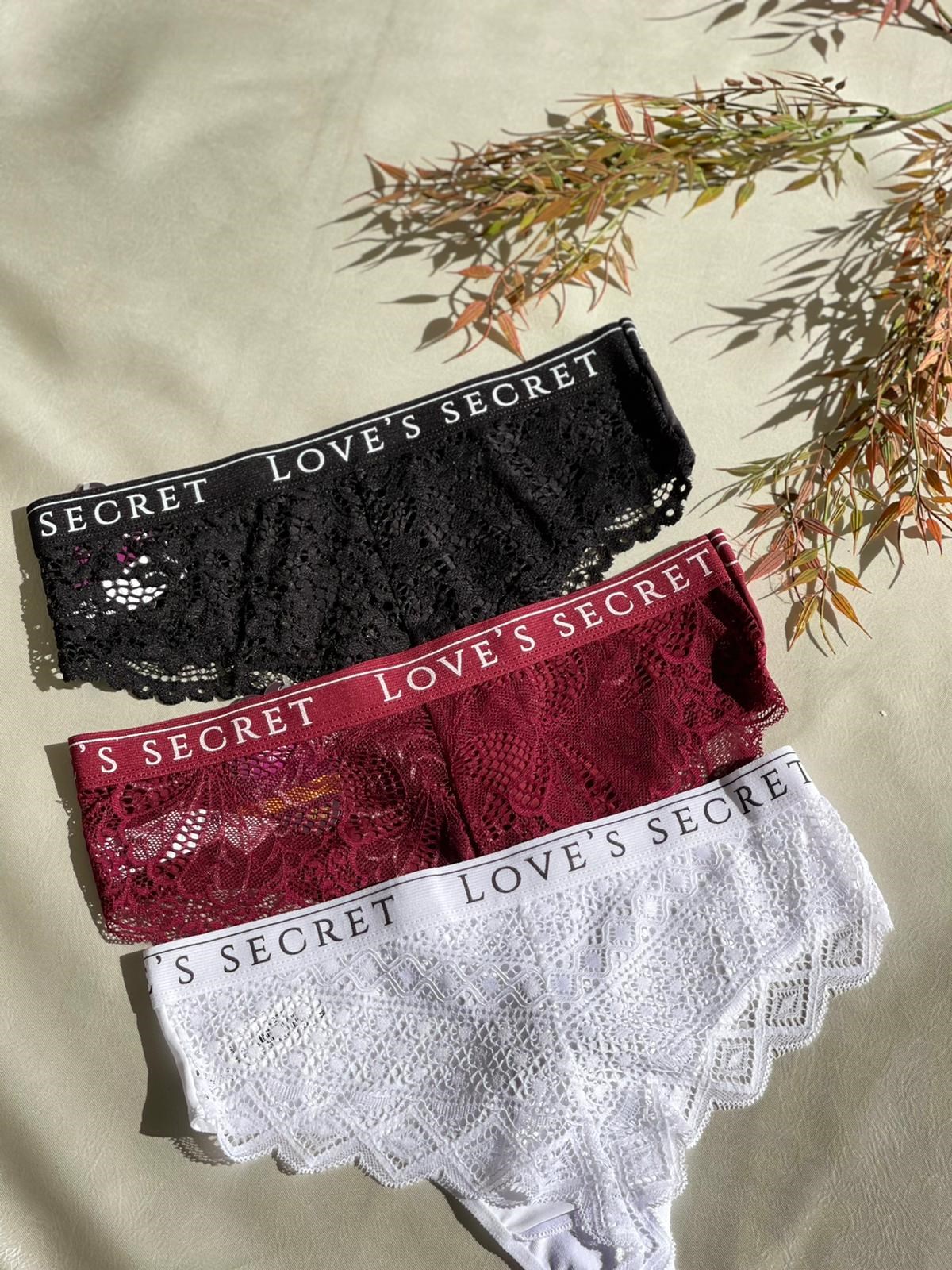 Dantelli Love Kadın Tanga-(siyah Bordo Beyaz)