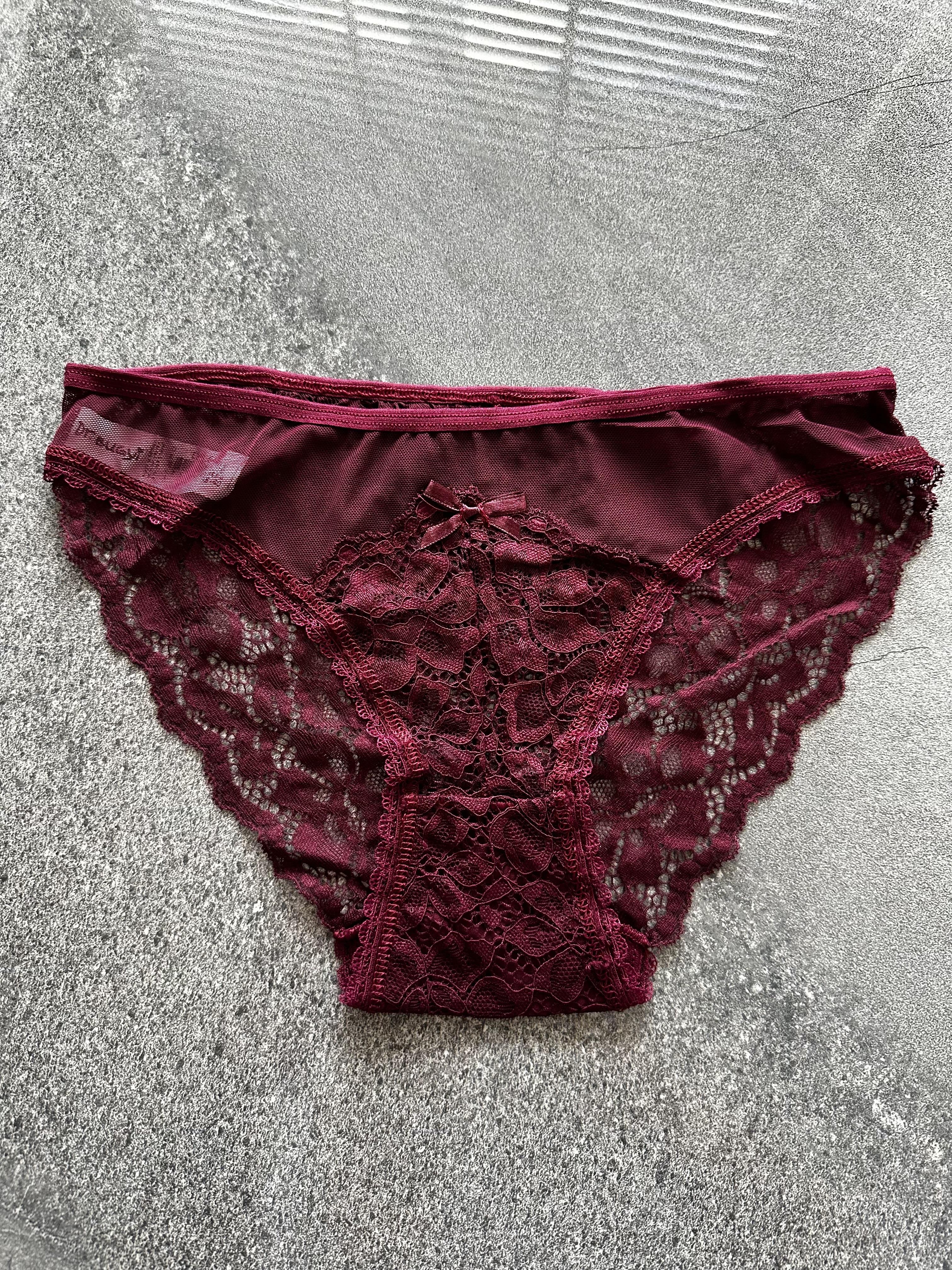 Dantelli Transparan Bordo Külot
