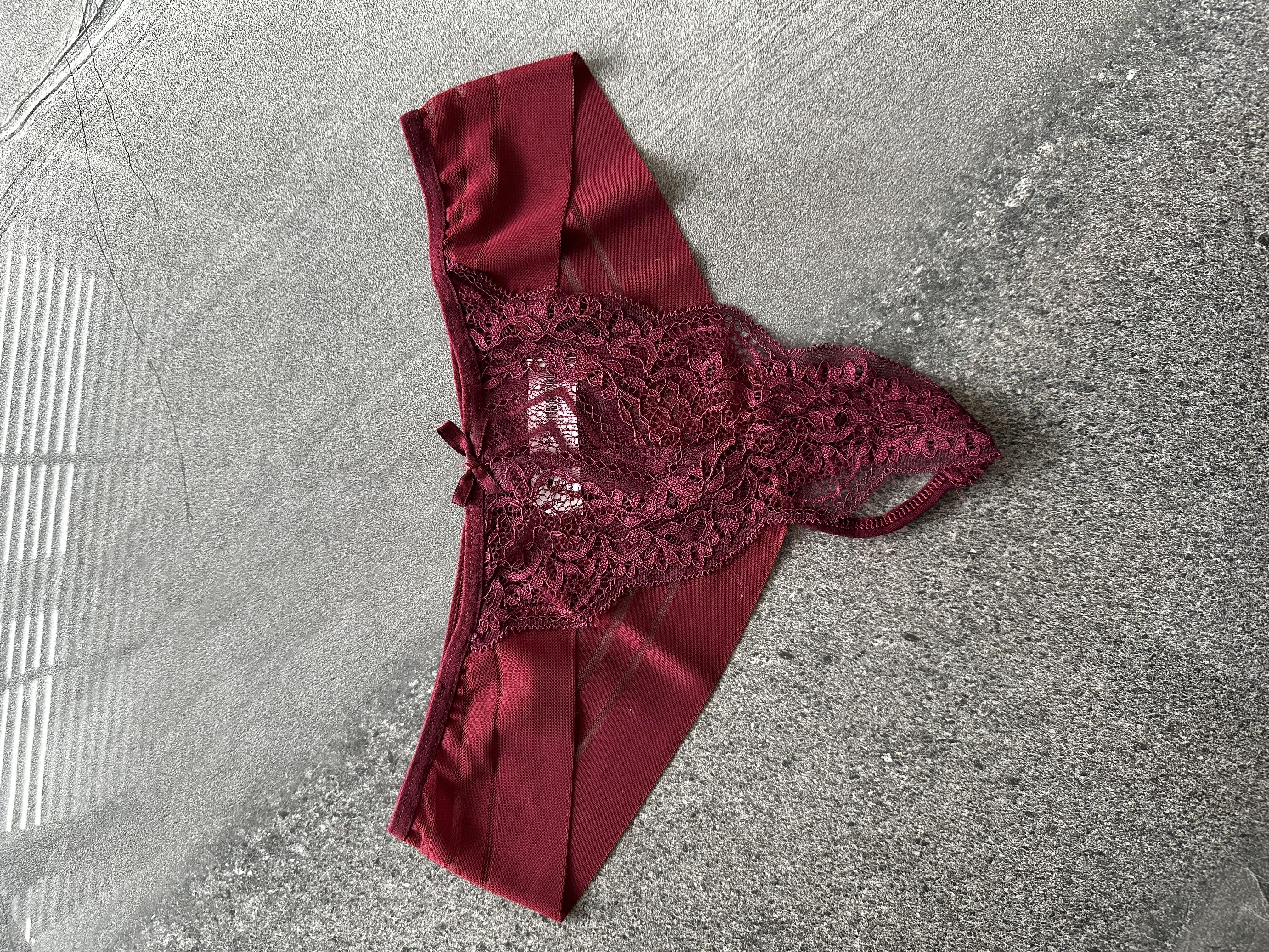 Dantelli Transparan Bordo Tanga
