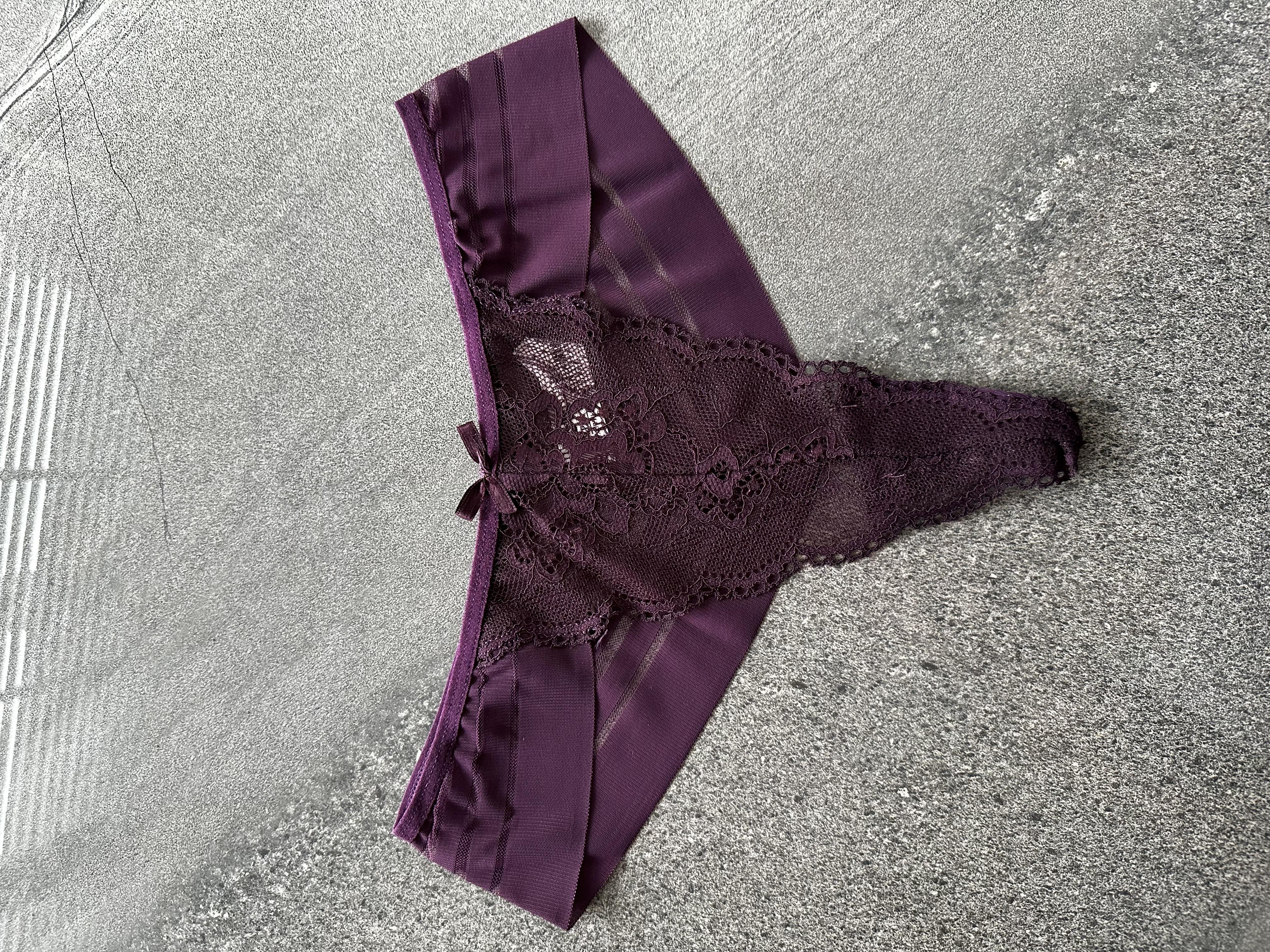 Dantelli Transparan Mürdüm Tanga