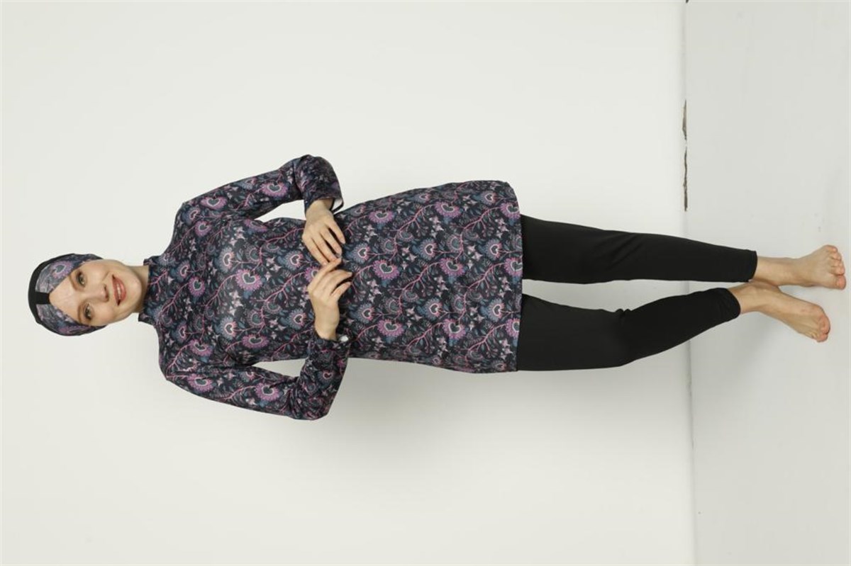 Desenli Asortili Uzunkol Tesettür Mayo (951)