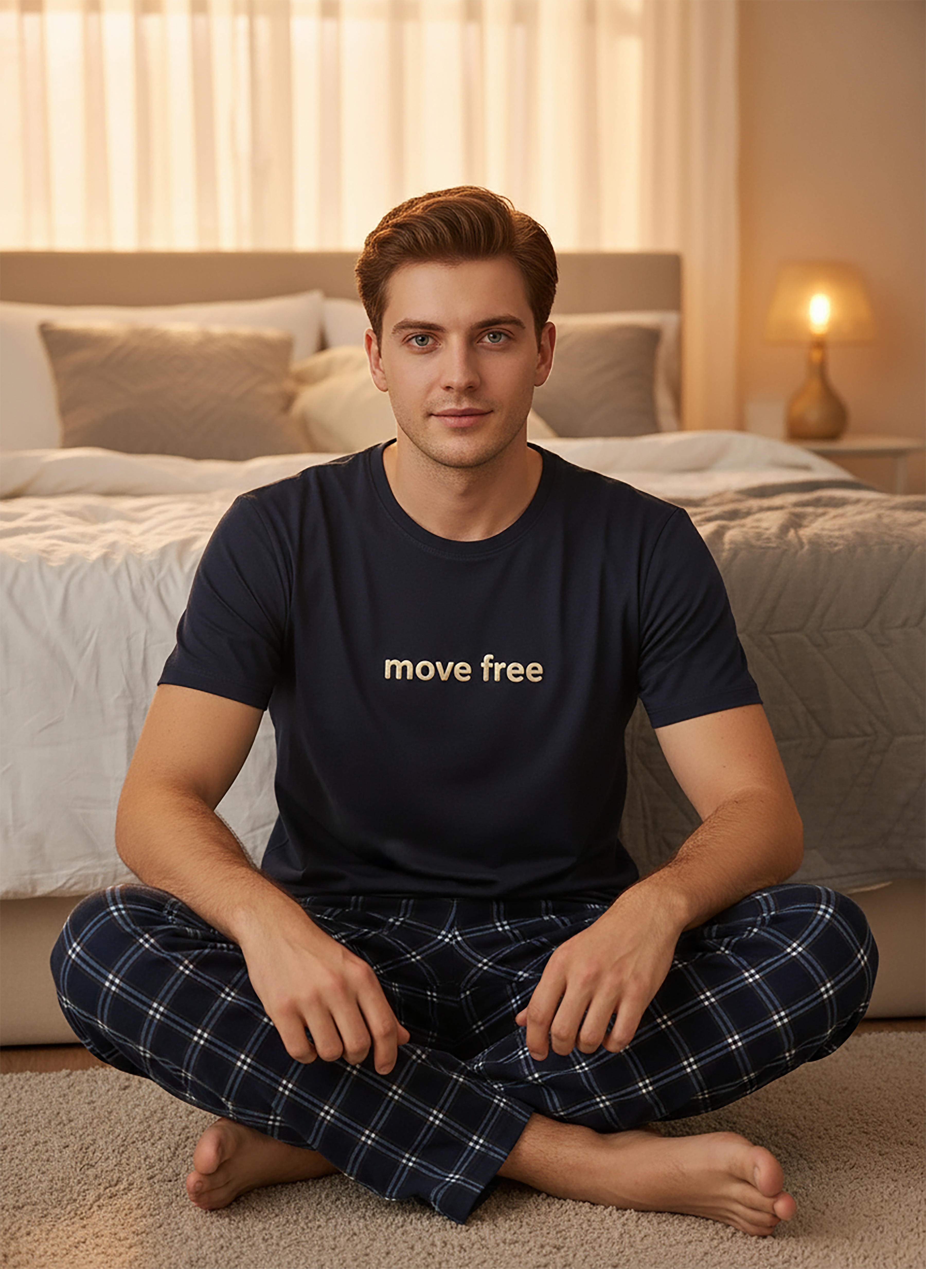 Erkek Kısa Kol Lacivert Pijama Takımı