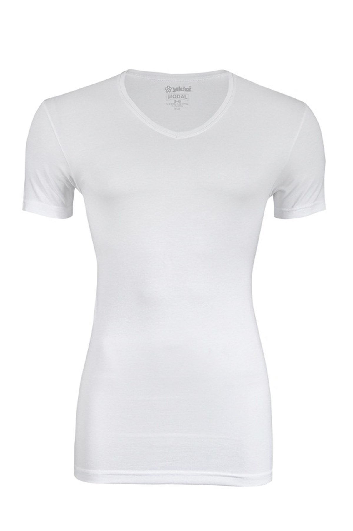 Erkek Modal V Yaka Beyaz TShirt (150)
