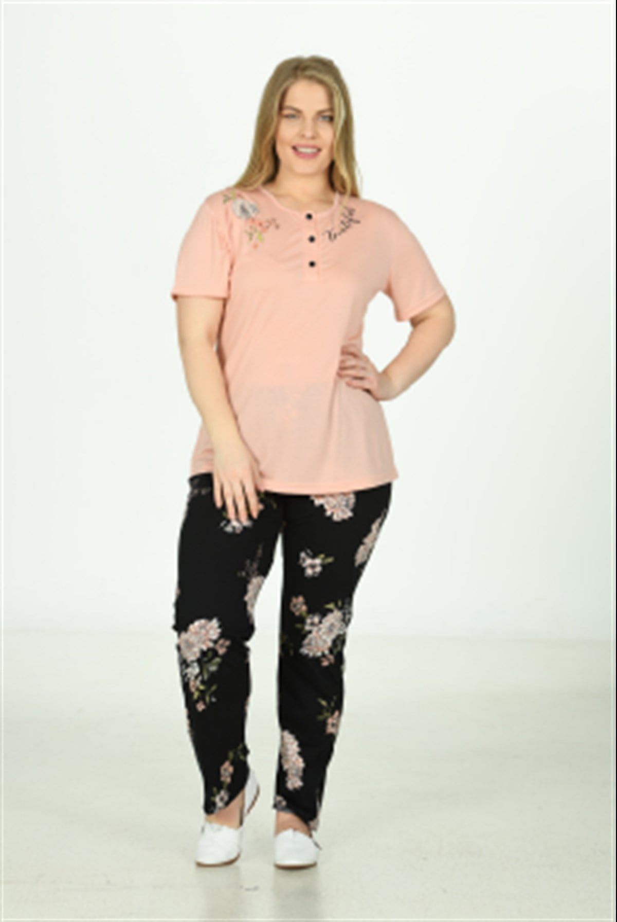 FLZ Kısakol Somon Battal Pijama Takımı