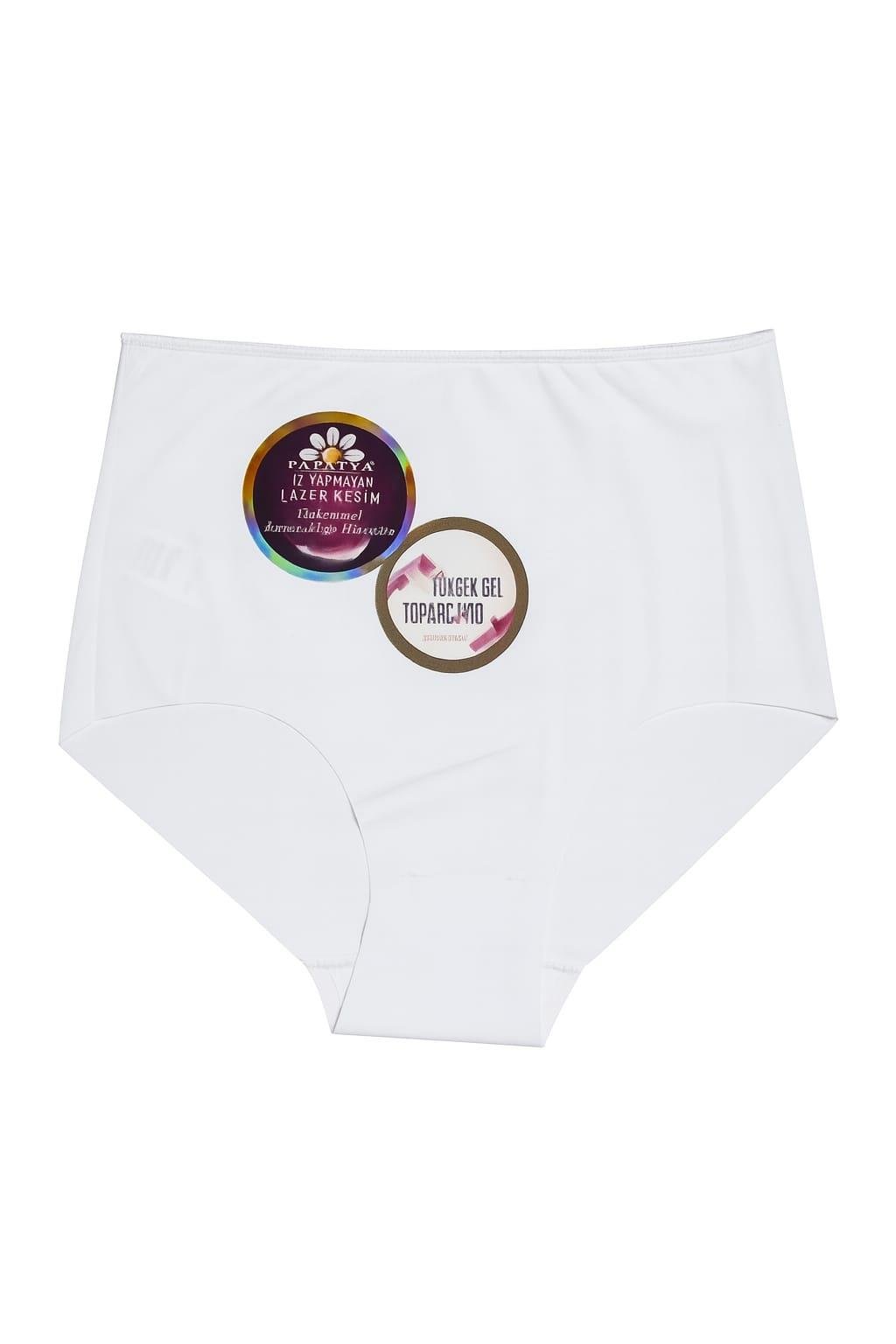 Lazer Kesim Yüksek Bel Toparlayıcı Beyaz Külot 2855