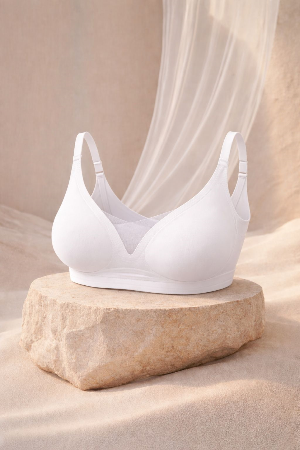 Lazer V Detay Kalın Askılı Beyaz Desteksiz Sütyen (804W)