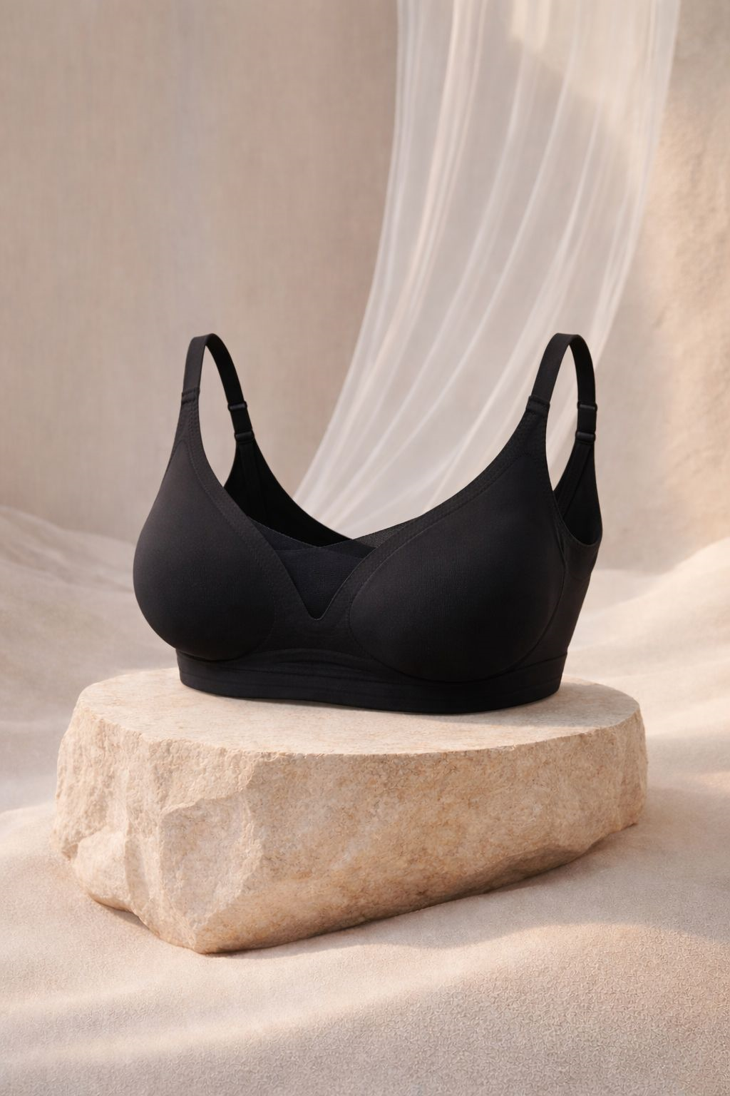 Lazer V Detay Kalın Askılı Siyah Desteksiz Sütyen (804W)