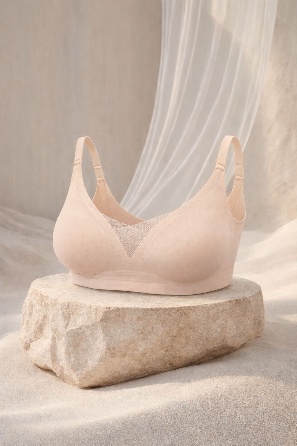 Lazer V Detay Kalın Askılı Ten Desteksiz Sütyen (804W)