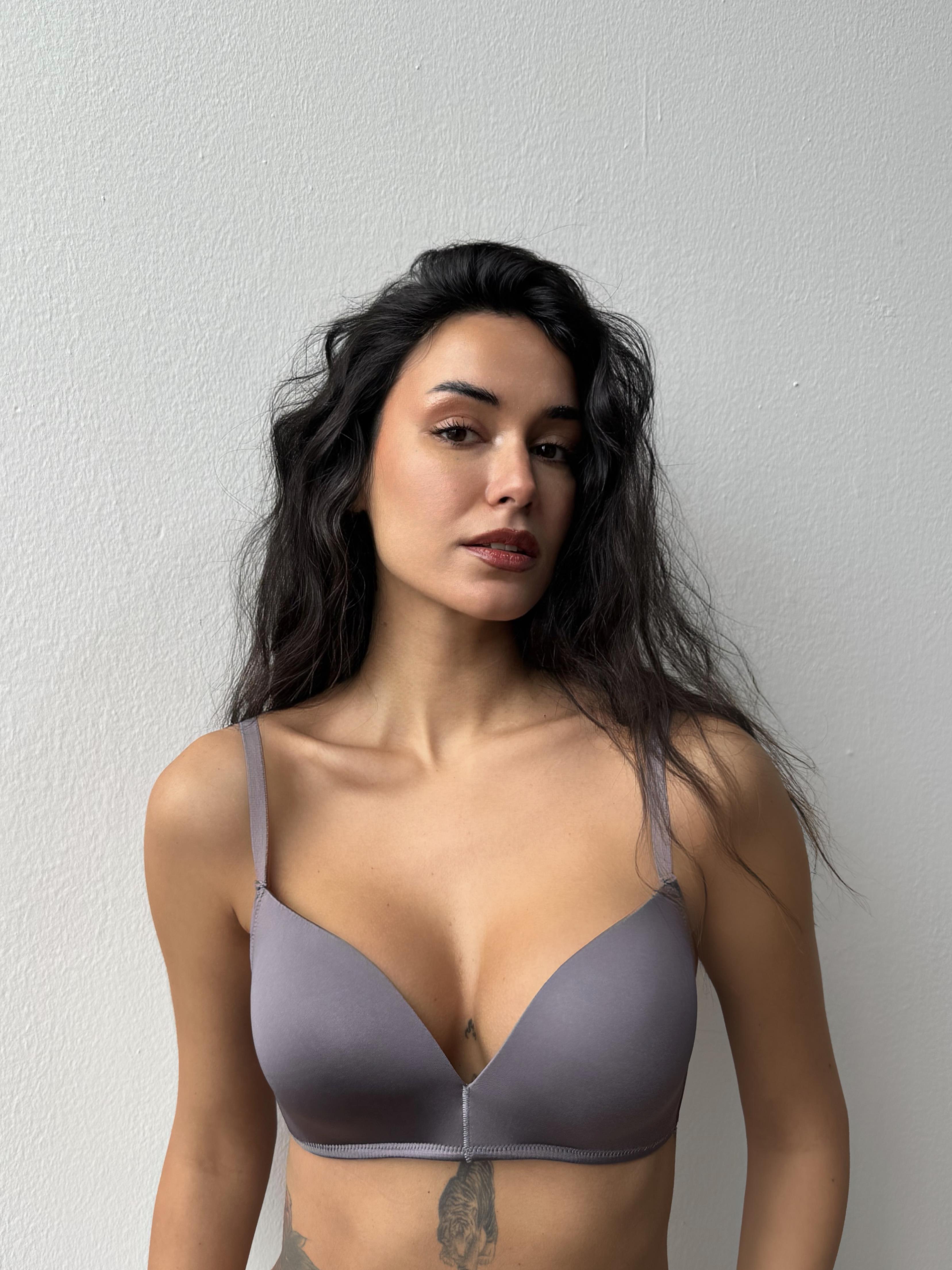 Mikro Kumaş Desteksiz C Kap Antrasit Sütyen (700)