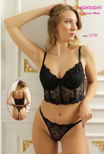 Nightlight Kapsız Siyah Bralet Takım 2770