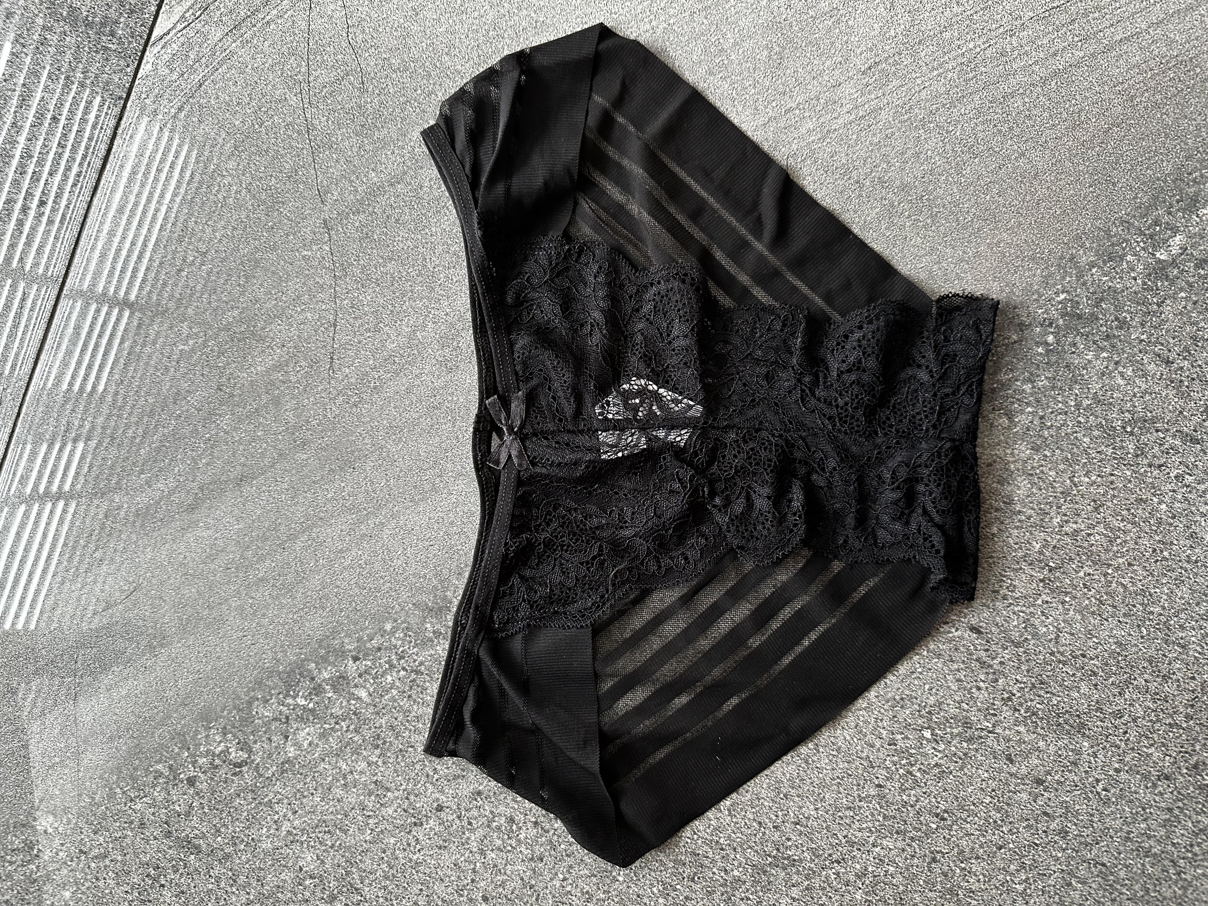 Transparan Dantel Detaylı Siyah Külot