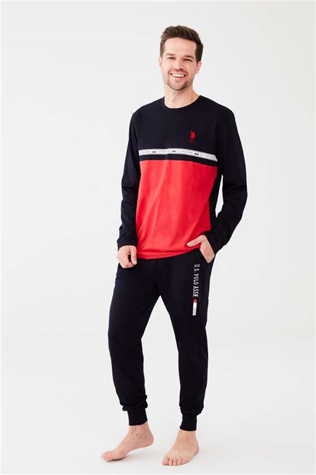 U.S. Polo Erkek Lacivert Yuvarlak Yaka Pijama Takım