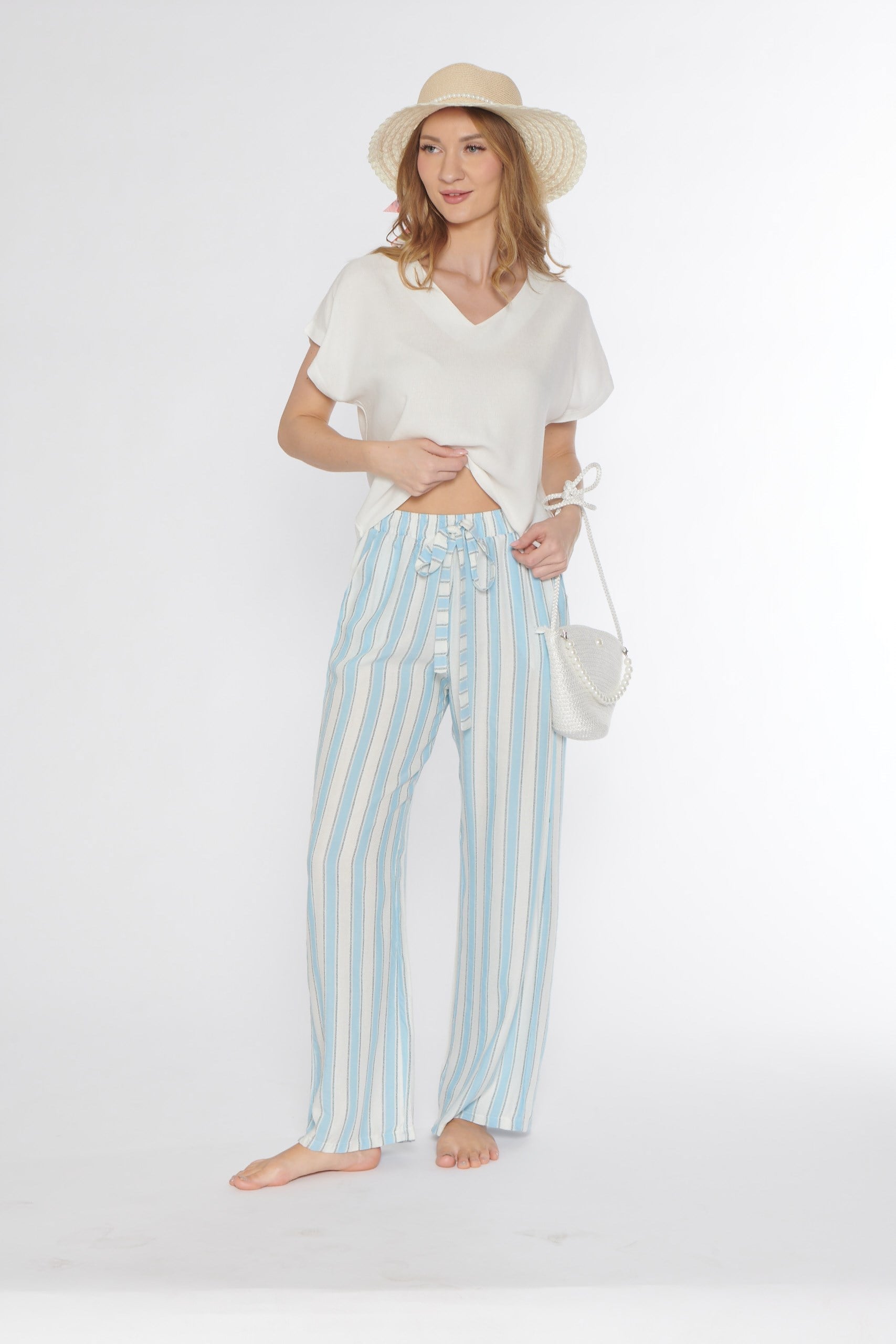 V Yaka Kısakol Kadın Pijama Takımı