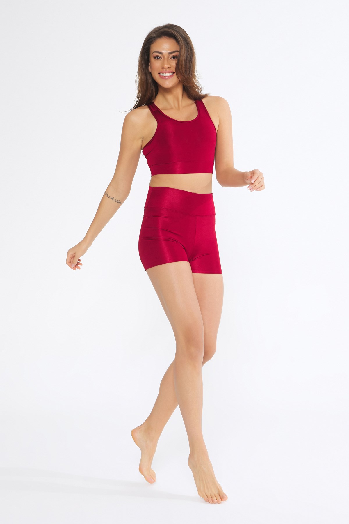 W7018 Disco Yüksek Bel Şort BORDO