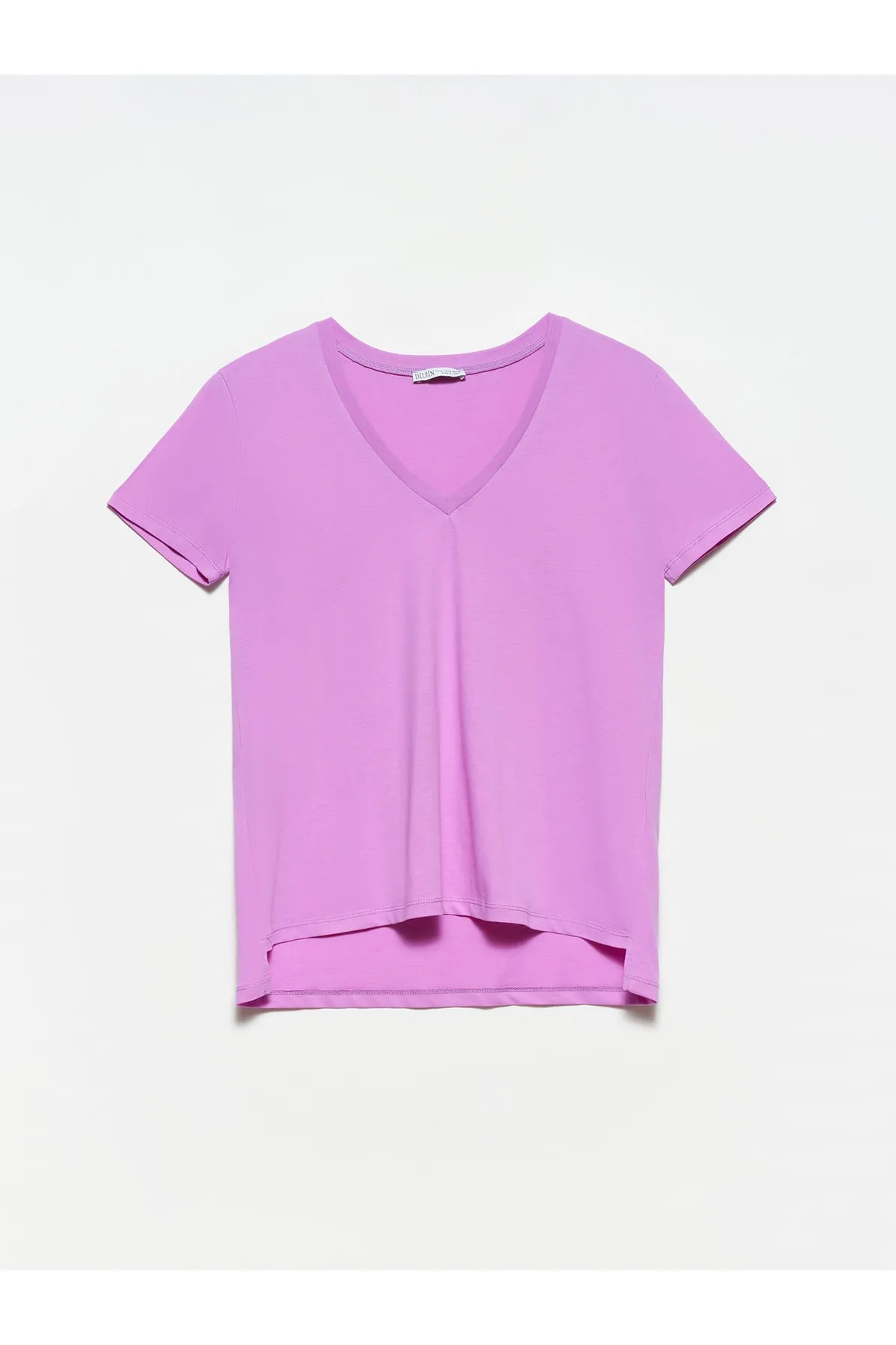 Dilvin Lila V Yaka Basic Kadın T-Shirt 3470KADIN T-SHIRT