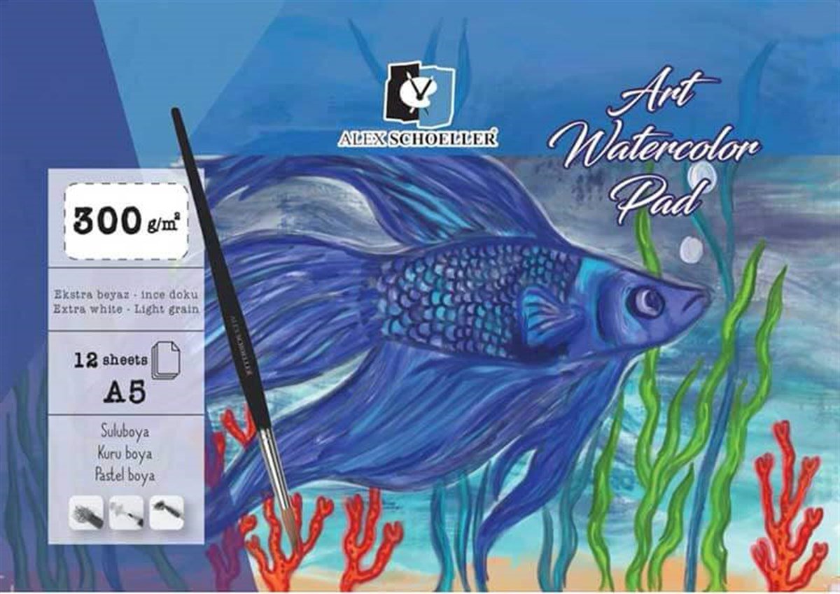 Alex Schoeller Art Watercolor Blok İnce Dokulu Ekstra White 300g 12 YpResim DefteriAlex Schoeller